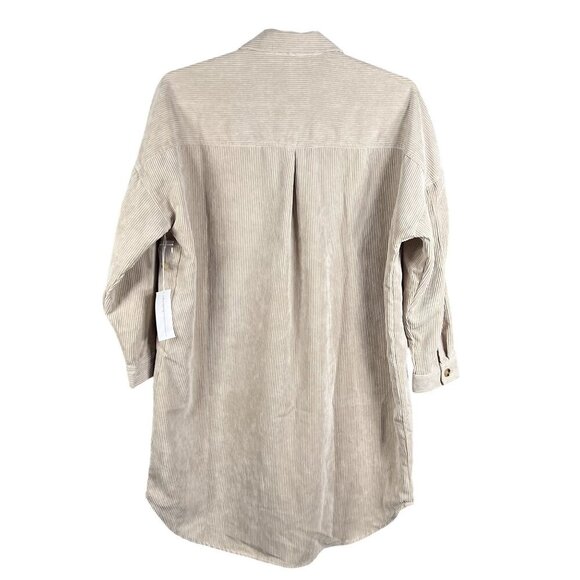 NWT Live 4 Truth Womens L Oversized Beige Corduroy Button Up Shirt Dress Western - Picture 2 of 16